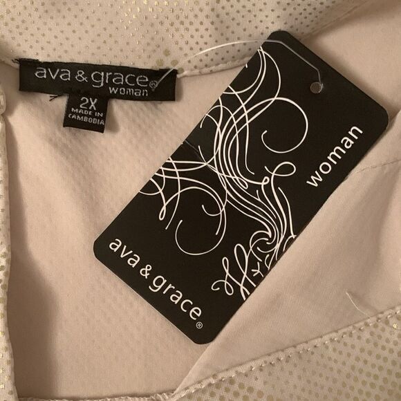 NWT Ava & Grace Gold Shimmer Light Beige Blouse Top Size 2X - Picture 11 of 12